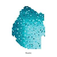 vektor isolerat geometrisk illustration med förenklad isig blå silhuett av eswatini, swaziland Karta. pixel konst stil för nft mall. prickad logotyp med lutning textur för design