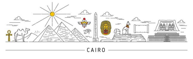 Ägypten Silhouette, Kairo, ägyptisch Reise Sehenswürdigkeiten vektor