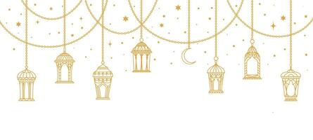 eid Mubarak oder Ramadan kareem arabisch Lampe Laterne vektor