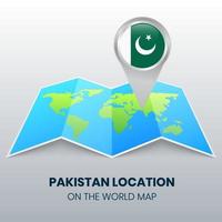 Standortsymbol von Pakistan auf der Weltkarte, rundes Stiftsymbol von Pakistan vektor