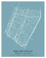gata Karta av phaya thai distrikt Bangkok, Thailand vektor