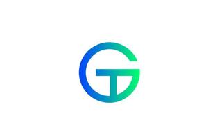 grön blå g alfabetet brev logotyp ikon. linjedesign för företags- och företagsidentitet vektor