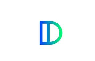 grön blå d alfabetet brev logotyp ikon. linjedesign för företags- och företagsidentitet vektor