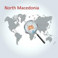 förstorade Karta av norr macedonia med de flagga av norr macedonia utvidgning av Kartor, vektor konst