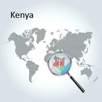 vergrößert Karte Kenia mit das Flagge von Kenia Erweiterung von Karten, Vektor Kunst