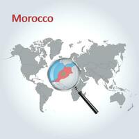 vergrößert Karte Marokko mit das Flagge von Marokko Erweiterung von Karten, Vektor Kunst