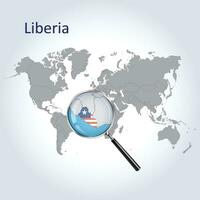 förstorade Karta Liberia med de flagga av Liberia utvidgning av Kartor, vektor konst