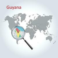 förstorade Karta guyana med de flagga av guyana utvidgning av Kartor, vektor konst