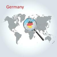 vergrößert Karte Deutschland mit das Flagge von Deutschland Erweiterung von Karten Vektor Kunst