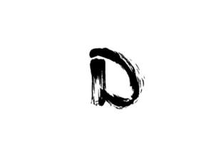 Grunge d Alphabet Buchstaben-Logo-Symbol. handgeschriebenes Vintage-Design. Schwarz-Weiß-Farbe für Unternehmen und Unternehmen vektor