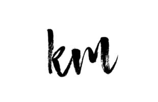 km km Alphabet Buchstaben Logo Symbol Kombination. Grunge handgeschriebenes Vintage-Design. schwarz-weiße Farbe für Unternehmen und Unternehmen vektor
