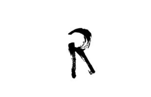 grunge r alfabetet brev logotyp ikon. handskriven vintage design. svartvitt färg för företag och företag vektor