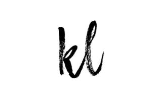 kl kl Alphabet Buchstaben Logo Symbol Kombination. Grunge handgeschriebenes Vintage-Design. schwarz-weiße Farbe für Unternehmen und Unternehmen vektor