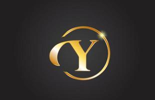 goldenes y-Alphabet-Logo-Symbol in gelber und schwarzer Farbe. einfaches und kreatives Goldkreisdesign für Unternehmen und Unternehmen vektor
