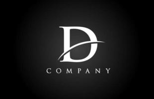 svartvit d alfabetet brev logotyp ikon för företaget. enkel swoosh -design för företag och företag vektor