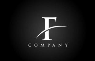 svart vit f alfabetet brev logotyp ikon för företaget. enkel swoosh -design för företag och företag vektor