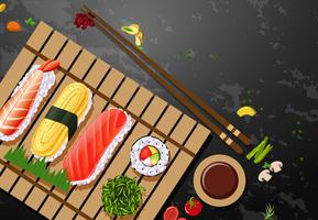 En uppsättning sushi måltid vektor