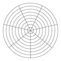 hjul av liv mall. cirkel diagram av liv stil balans. enkel coaching verktyg för visualisera Allt områden av liv. polär rutnät. tom polär Graf papper. segment infografik. diagram hjul delar. vektor