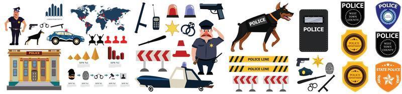 Polizei Charakter Vektor-Design-Set