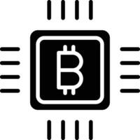 Bitcoin Chip solide und Glyphe Vektor Illustration