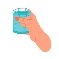 trinken Mehr Wasser.a Glas von Wasser im Ihre Hand. Kunst Poster mit Aquaspray. Vektor Konzept