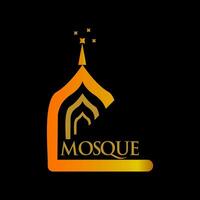 moské ikon platt baner och ramadan affisch, gyllene gul på svart bakgrund vektor