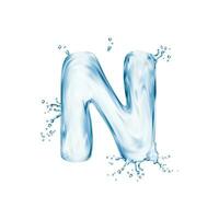 realistisch Wasser Schriftart Brief n mit Wasser- Tiefe vektor