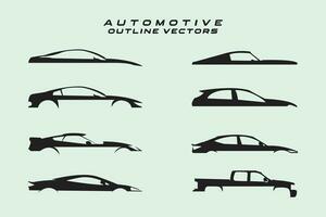 einstellen von Gliederung Automobil Vektor Sammlung minimal Silhouette