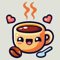 söt Lycklig kaffe kopp tecknad serie vektor ikon illustration. dryck karaktär ikon
