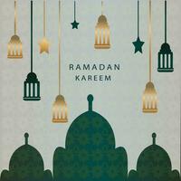 ramadan kareem firande baner mall vektor. eid mubarak design vektor med en lykta, måne, och stjärna i lyx bakgrund. ramadan design element. hälsning kort design för muslims högtider.