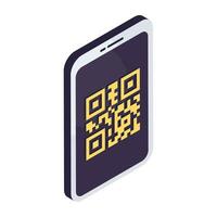 ein isometrisch Design Symbol von Handy, Mobiltelefon Barcode vektor