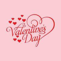 Beschriftung glücklich Valentinsgrüße Tag Banner, Valentinsgrüße Tag Gruß Karte Vorlage mit Typografie Text glücklich Valentinstag Tag und rot Herz und Linie auf Hintergrund Vektor Illustration