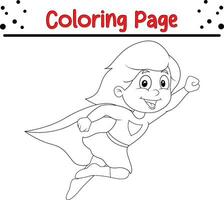 Färbung Buch Seite zum Kinder, Kinder Superheld vektor