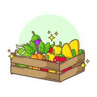Gemüse im das Korb Karikatur Vektor Illustration. frisch organisch Essen von lokal Markt. isoliert auf Weiß Hintergrund.