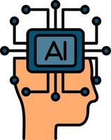 artificiell intelligens linje fylld ikon vektor