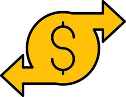 Geld Transfer Linie gefüllt Symbol vektor
