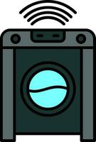 smart tvättning maskin linje fylld ikon vektor
