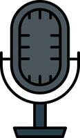 studio mikrofon linje fylld ikon vektor