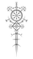 magisk antik viking art deco, vegvisir magisk navigeringskompass gammal. vikingarna använde många symboler i enlighet med den norska mytologin, ofta används i vikingsamhället. logotyp ikon wiccan esoteriska tecken vektor