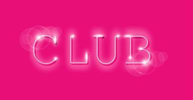 Club Leuchtreklame Vektor. Nachtclub weiße Neonschild-Designvorlage, Lichtbanner, helle LED-Werbung, Glamour-Lichtinschrift. Vektor-Illustration auf modischem rosa Hintergrund isoliert vektor