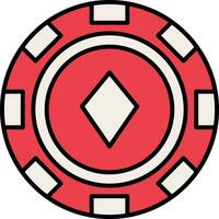 Poker Chip Linie gefüllt Symbol vektor