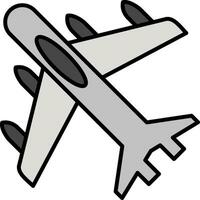 Jet Flugzeug Linie gefüllt Symbol vektor