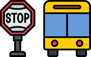 Bus halt Linie gefüllt Symbol vektor