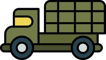 Militär- LKW Linie gefüllt Symbol vektor