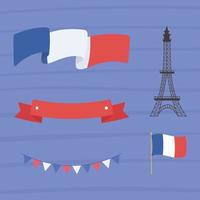 frankrike flagga Eiffeltornet vektor