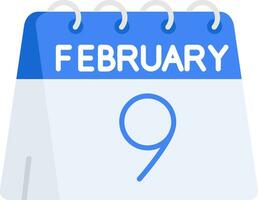 9:e av februari linje fylld ikon vektor