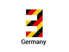 kreativt nummer 3 med 3d tyskland färger koncept. bra för tryck, t-shirt design, logotyp, etc. vektor
