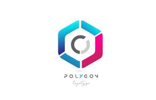 o polygon rosa blå ikon alfabetet brev logotyp design för företag och företag vektor