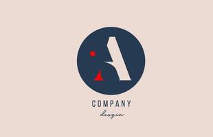 röd prick en bokstav alfabetet logotyp ikon design med blå cirkel för företag och företag vektor