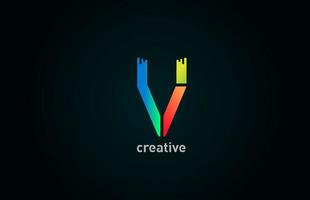 v farbiges Alphabet Buchstaben Logo Design Icon in blau grün orange Farbe für Unternehmen und Unternehmen vektor